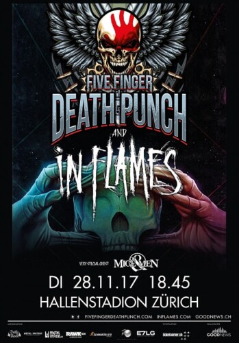 Poster von der Veranstaltung Five Finger Death Punch, In Flames & Of Mice And Men @ Hallenstadion, Zürich