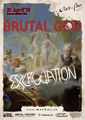 Poster von der Veranstaltung Brutal God & Excruciation @ Met-Bar, Lenzburg