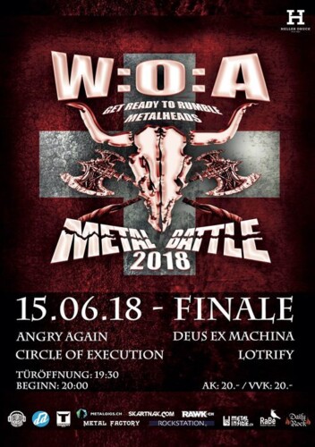 Poster von der Veranstaltung WOA Metal Battle 2018 - Finale @ Galvanik, Zug