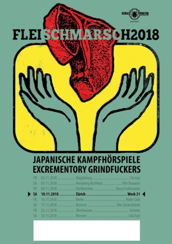 Poster von der Veranstaltung Excrementory Grindfuckers & Japanische Kampfhörspiele @ Werk21, Zürich