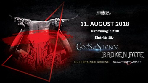 Poster of the event Gods Of Silence, Broken Fate, Bloodstained Ground & Sorepoint at Musigburg, Aarburg
