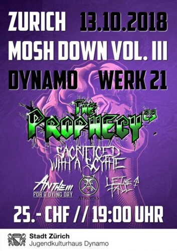 Poster von der Veranstaltung Zurich Mosh Down Vol. III @ Dynamo, Zürich