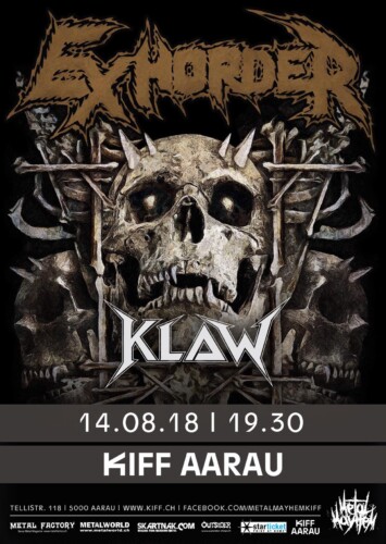 Poster von der Veranstaltung Exhorder & Klaw @ KIFF, Aarau