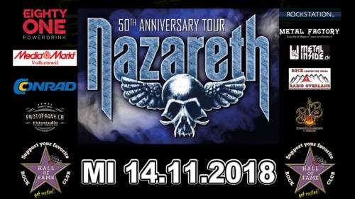 Poster von der Veranstaltung Nazareth 50th Anniversary Tour @ Hall of Fame, Wetzikon