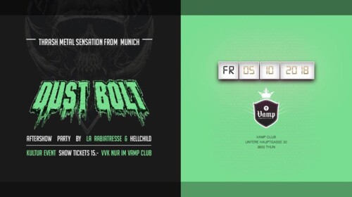 Poster von der Veranstaltung Dust Bolt @ Vamp, Thun
