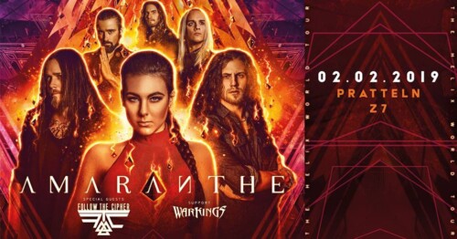 Poster von der Veranstaltung Amaranthe, Follow The Cipher & Warkings @ Konzertfabrik Z7, Pratteln