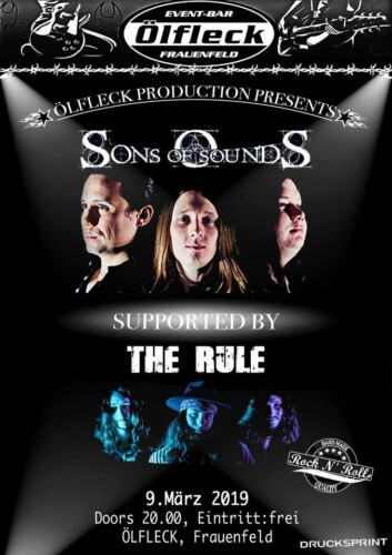 Poster von der Veranstaltung Sons Of Sounds & The Rule @ Ölfleck Event-Bar, Frauenfeld