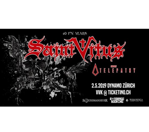 Poster von der Veranstaltung Saint Vitus & Telepathy @ Dynamo, Zürich