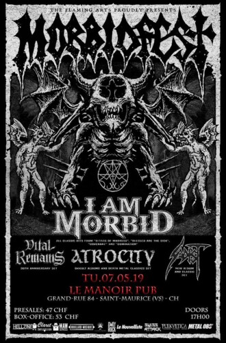 Poster von der Veranstaltung I Am Morbid, Vital Remains, Atrocity & Sadist @ Manoir Pub, Saint-Maurice