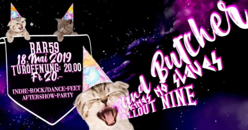 Poster von der Veranstaltung Blind Butcher, No Kings No Slaves & Fallout Nine @ Bar 59, Luzern