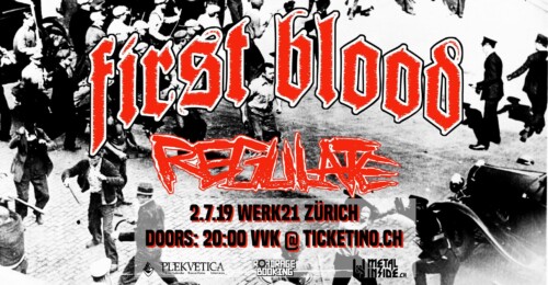 Poster von der Veranstaltung First Blood & Regulate @ Dynamo, Zürich