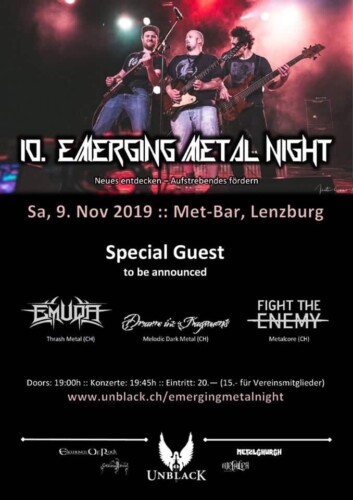 Poster von der Veranstaltung 10. Emerging Metalnight @ Met-Bar, Lenzburg