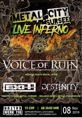 Poster of the event Metal City Sursee Live Inferno at Kulturwerk 118, Sursee