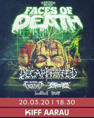 Poster von der Veranstaltung Abgesagt: Rising Merch Faces Of Death 2020 @ KIFF, Aarau