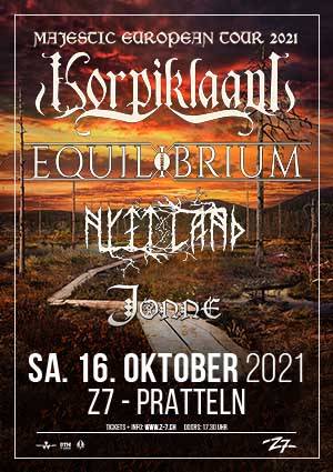 Poster von der Veranstaltung Majestic European Tour 2021  KORPIKLAANI + EQUILIBRIUM @ Konzertfabrik Z7, Pratteln