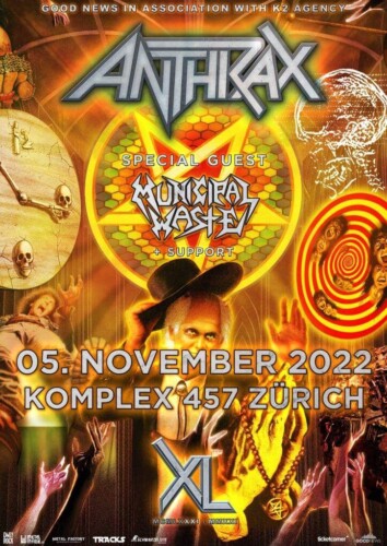 Poster von der Veranstaltung Anthrax @ Komplex 457, Zürich