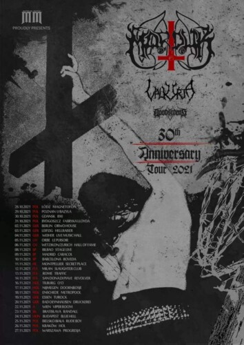 Poster of the event 30th Anniversary Tour 2021 Marduk + Valkyrja + Doodswens at Hall of Fame, Wetzikon