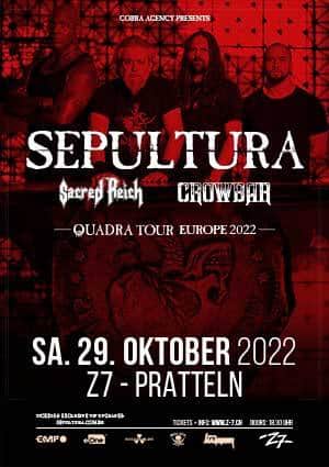 Poster von der Veranstaltung Sepultura @ Konzertfabrik Z7, Pratteln