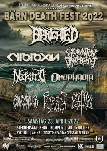 Poster von der Veranstaltung Bärn Death Fest 2022 @ ESBB – Eventlokal Sternensaal Bern-Bümpliz