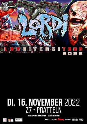 Poster von der Veranstaltung Lordiversitour 2022  LORDI @ Konzertfabrik Z7, Pratteln