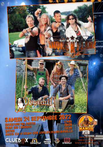 Poster von der Veranstaltung SMOKE 'N' FLAME + POWERHILL @ Manoir Pub, Saint-Maurice