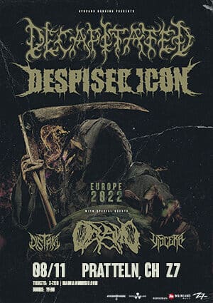 Poster von der Veranstaltung Despised Icon, Decapitated, BRAND OF SACRIFICE & Viscera @ Konzertfabrik Z7, Pratteln
