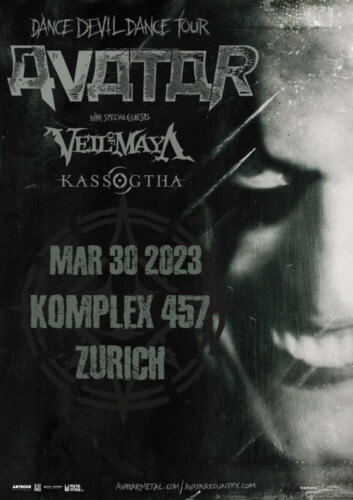 Poster von der Veranstaltung Avatar, Veil of Maya & Kassogtha @ Komplex 457, Zürich