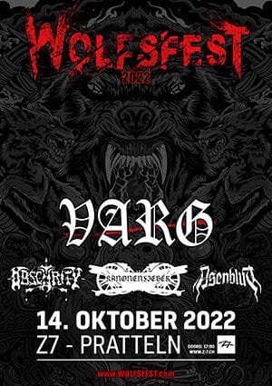 Poster von der Veranstaltung Wolfsfest Tour 2022 @ Konzertfabrik Z7, Pratteln