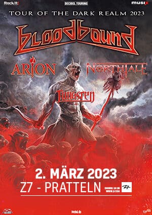 Poster von der Veranstaltung Tour Of The Dark Realm 2023  BLOODBOUND @ Konzertfabrik Z7, Pratteln
