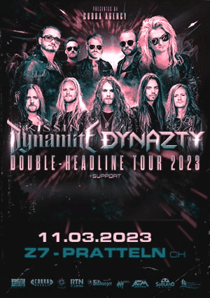 Poster von der Veranstaltung Kissin' Dynamite & Dynazty @ Konzertfabrik Z7, Pratteln