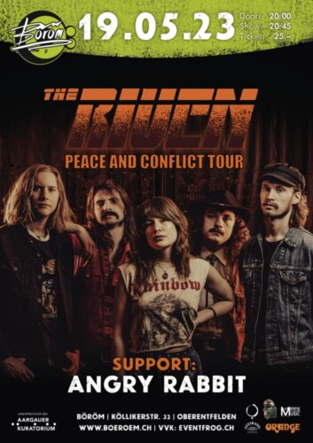 Poster von der Veranstaltung The Riven (SWE) I Support: Angry Rabbit (CH) @ Böröm pöm pöm, Oberentfelden