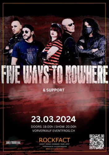 Poster of the event Five Ways To Nowhere | Support: TBA at Rockfact Music Club, Münchenstein