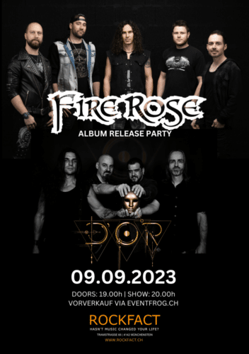 Poster von der Veranstaltung Albumtaufe FIRE ROSE | Support: d'OR @ Rockfact Music Club, Münchenstein