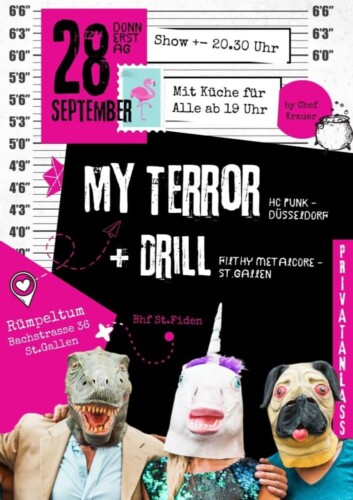 Poster von der Veranstaltung My Terror (HC) & Drill (HC/Metal) @ Rümpeltum