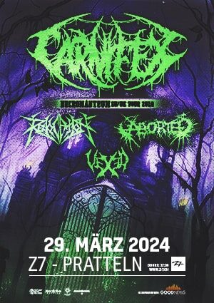 Poster von der Veranstaltung CARNIFEX (Necromanteum Tour 2024) @ Konzertfabrik Z7, Pratteln