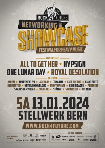 Poster von der Veranstaltung ROCK4Future - Networking & Showcase Festival For Heavy Music @ Stellwerk Bern