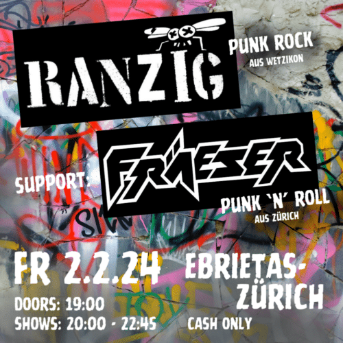 Poster von der Veranstaltung RANZIG - Support: FRÄESER @ Ebrietas, Zürich