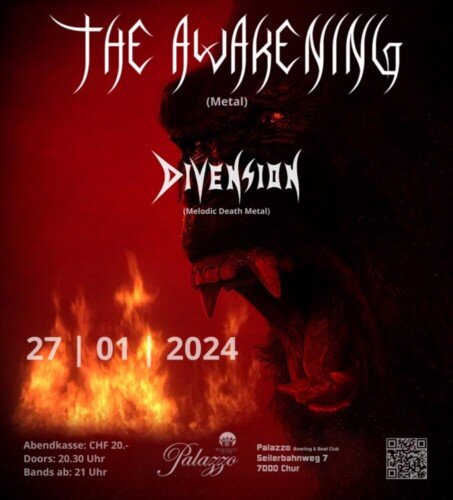 Poster von der Veranstaltung The Awakening & Divension @ Palazzo Bowling & Beat Club, Chur