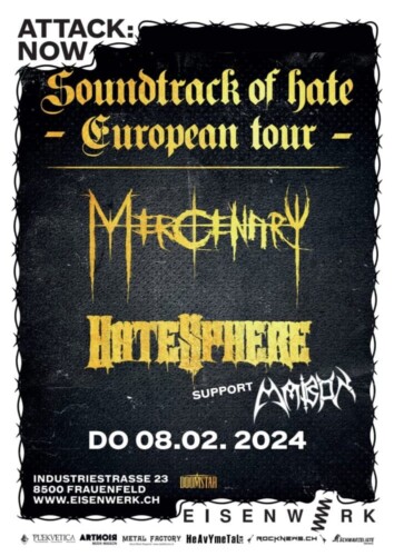 Poster von der Veranstaltung Hatesphere & Mercenary @ Kultur im Eisenwerk, Frauenfeld