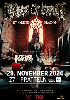 Poster von der Veranstaltung Cradle of Filth @ Konzertfabrik Z7, Pratteln