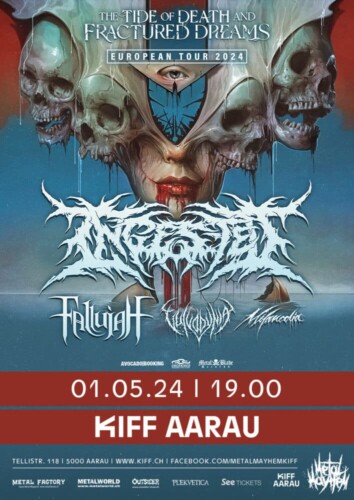 Poster von der Veranstaltung Ingested, Vulvodynia & Fallujah @ KIFF, Aarau