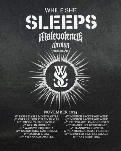 Poster von der Veranstaltung While She Sleeps EU Tour 2024 @ X-TRA, Zürich