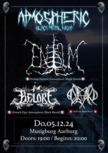 Poster von der Veranstaltung Athmospherie Black Metal Night: Enisum (I), Belore  (F) , Asgard  (CH) @ Musigburg, Aarburg