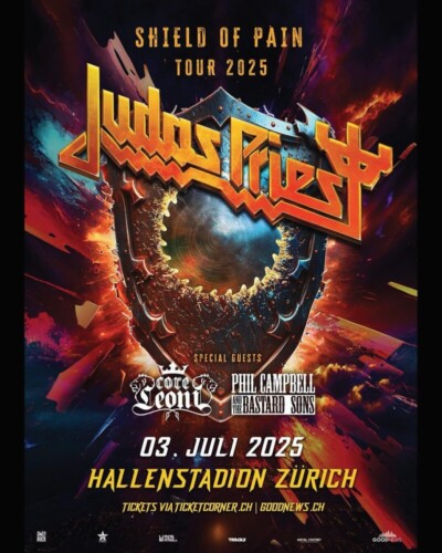 Poster of the event Judas Priest - Shield of Pain Tour 2025 at Hallenstadion, Zürich
