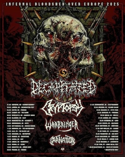 Poster von der Veranstaltung Decapitated, Cryptopsy, Warbringer & Carnation @ KIFF, Aarau