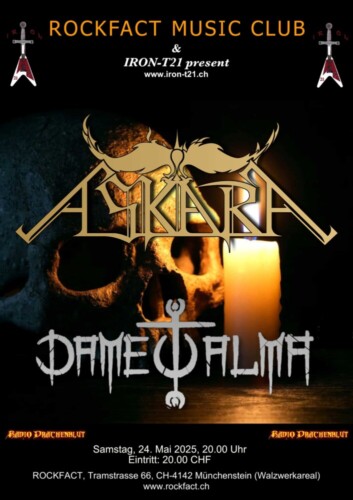 Poster von der Veranstaltung Rockfact Music Club & IRON-T21 pres.: Askara & Dame Tu Alma @ Rockfact Music Club, Münchenstein