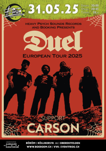 Poster von der Veranstaltung DUEL (US) | Support: Carson (CH) @ Böröm pöm pöm, Oberentfelden