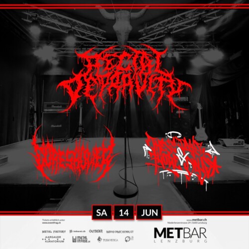 Poster von der Veranstaltung Rectal Depravity, These Days and Those Days & Goreshower @ Met-Bar, Lenzburg