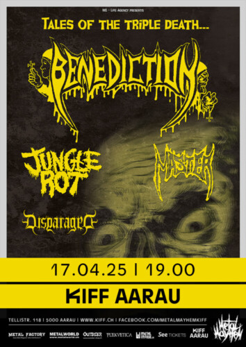 Poster von der Veranstaltung Master, Jungle Rot & Benediction @ KIFF, Aarau