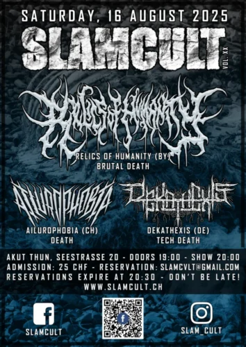 Poster von der Veranstaltung Relics of Humanity, Dekathexis & Ailurophobia @ AkuT